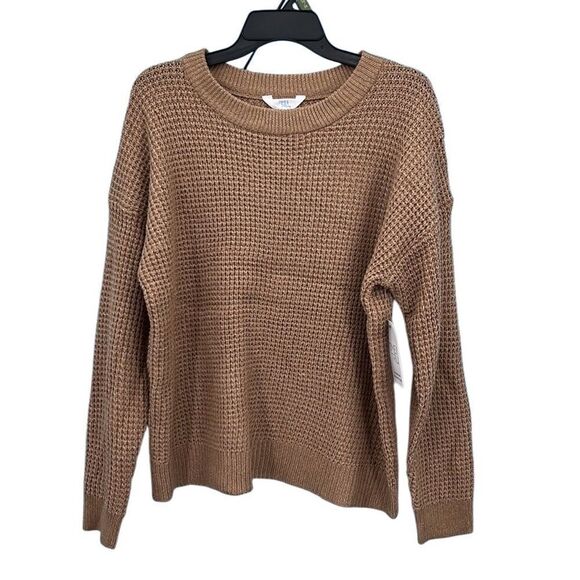 Women's Waffle Stitch Sweater with Long Sleeves, Midweight, Size XL - Picture 2 of 6